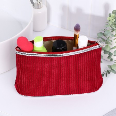 Cosmetic bag with lightning, burgundy color-3