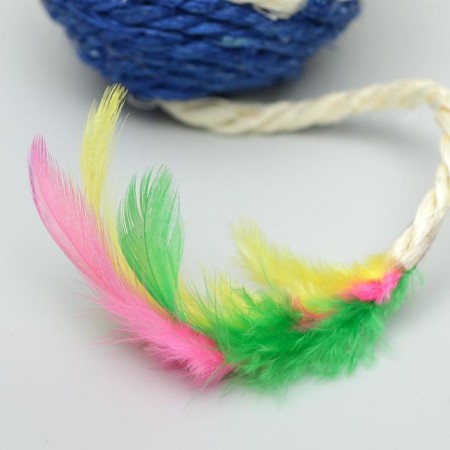 Sisali ball with feathers "Loretta", 6.5 cm, mix of flowers-2
