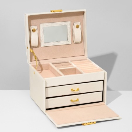 Steam for jewelry "Casket" sliding with a mirror, 17.5 × 14 × 13.5, white color-5