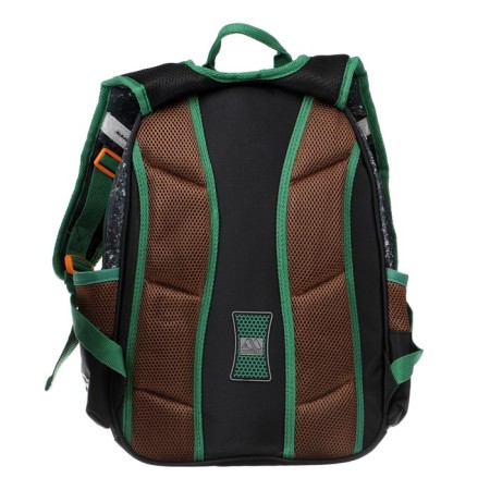 Frame backpack 39 x 29 x 17 cm, Across 410, filling: bag, pencil case, black/green ACR22-410-1-5