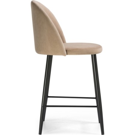 Metal amisure stool Metal/velor, black/beige 48x53x95 cm-2