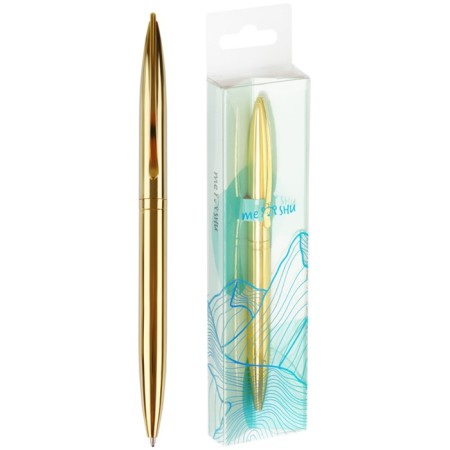 Ballpoint handle Meshu Gold, blue rod, metal case-1