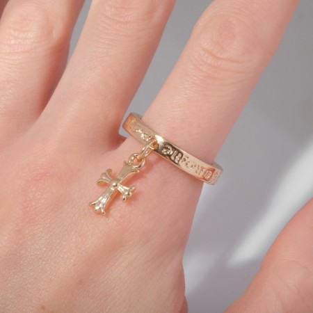 Ring "Cross" with inscriptions, color gold, dimensionless-1