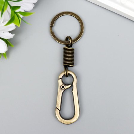 Metal keychain "Carabiner with a spring" under the brass 9.5x3 cm
