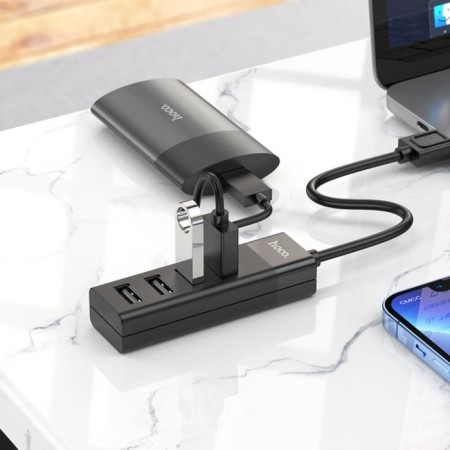 Adapter Hoco HB25, 4 V 1, USB To USB3.0/USB2.0*3, cable length 30 cm, black-6