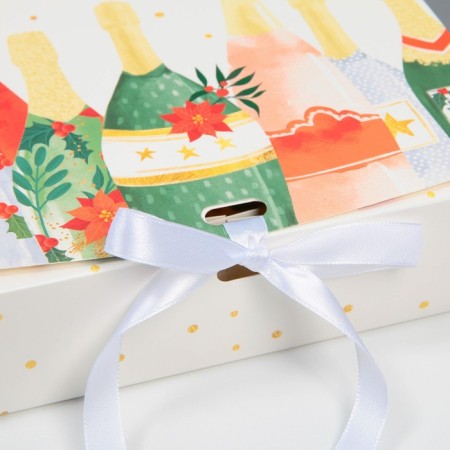 Box Fold -sided double -sided "champagne", 20 x 18 x 5 cm, new year-2