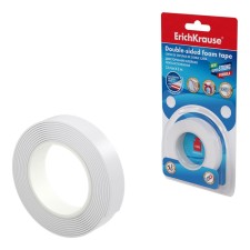 The adhesive tape is bilateral, 12 mm x 2 meters, erichkrause, on a foamed basis, white, blister
