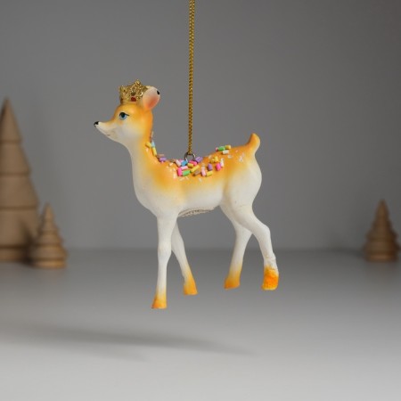 Souvenir Polystone Suspension "Deer in the Crown, with sprinkling" 7.5x3.5x10.5 cm