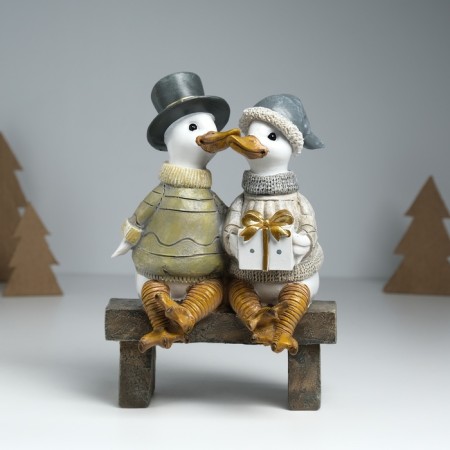 Polystone souvenir "Geese on a bench - a festive evening" 15x10.5x20.5 cm