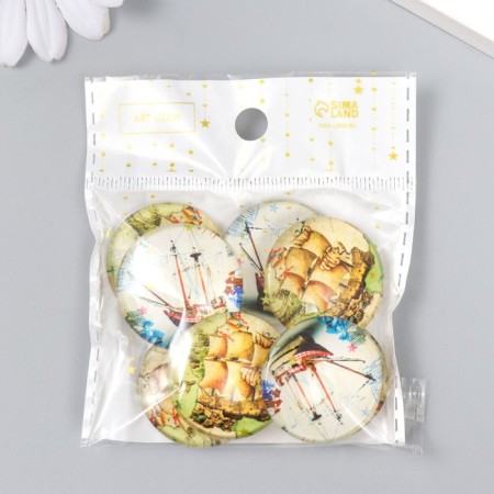 Decor (cabochon) for creativity glass "ship" mix d = 3 cm-3