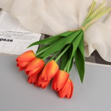 Цветы искусственные «Тюльпан люкс» (7 штук в связке) 32 см, оранжевый