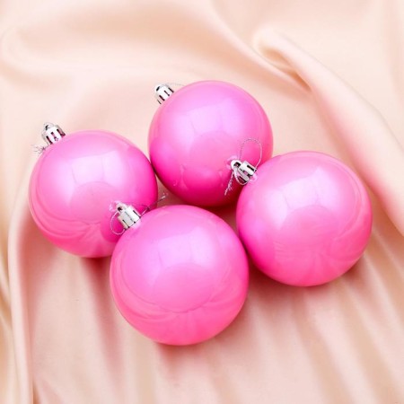 Set of balls plastic D-8 cm, 4 pcs "gloss" pink
