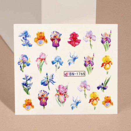 Slider - nail design "Flower happiness", packing 6 pcs, multi -colored