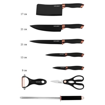 Lenardi knife set, on a stand, 9 items