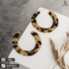 Серьги-кольца "Танзания" леопард, тёмные вкрапления, d=6,5, цветные