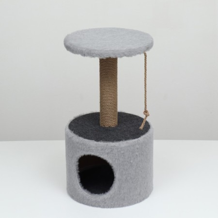 House for cats with a claw of a round, jute, 35 x 35 x 64 cm, gray-5