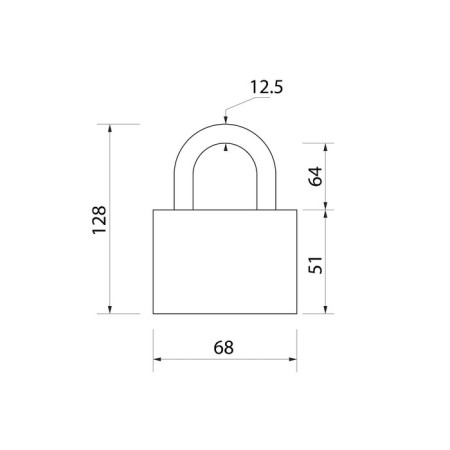 Castle with a hinged lockland, 65 mm, moisture -proof, long puff, 2 keys, black color black-6