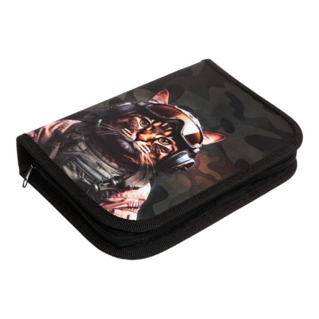 Penal 1 section 140 x 210 x 40 mm, folding pocket and cosmetic bag, fabric, calligrata top content "cat camouflage"-1