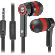 Headphones Defender Pulse 420, vacuum, microphone, 105DB, 32 Ohm, 3.5 mm, 1.2 m, black-red