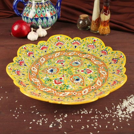 Largan Rishtan ceramics "Flowers", 40 cm, red mix, corrugated-1