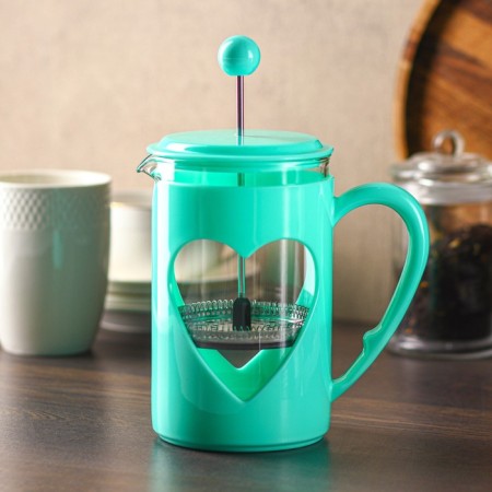 Know -hand jacket kettle - press "Compliment", 800 ml, glass, turquoise color