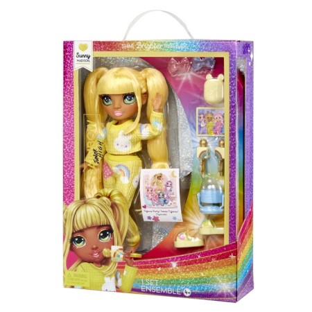 Doll "Sunny Madison", Junior Pj Party, with accessories, yellow-4