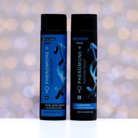 Cosmetic set of men's Formula Sexy No. 6, shower gel, 250 ml+shampoo, 250 ml (based on Blue Label (Givenchy)-3