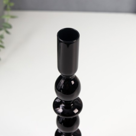 Glass of glass for 1 candle "Marna" black 26.5x9x9 cm-2