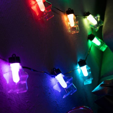 Smart garland “thread” 6 m with nozzles “stars”, IP20, dark thread, 20 LED, glow RGB, USB