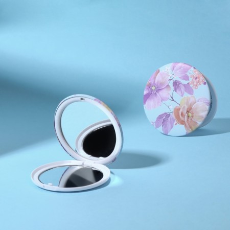 Folding mirror "flowers", d = 7.5 cm, purple color-1