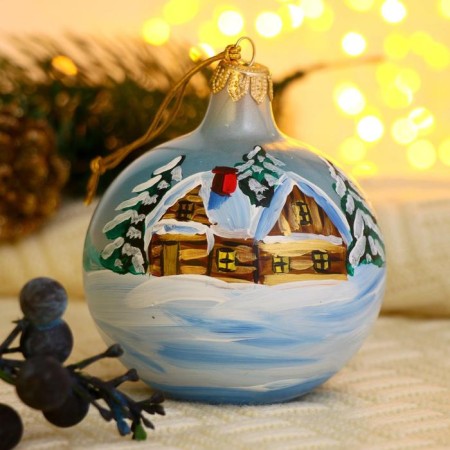 Christmas ball D-8 cm "Winter village" manual painting, mix-2