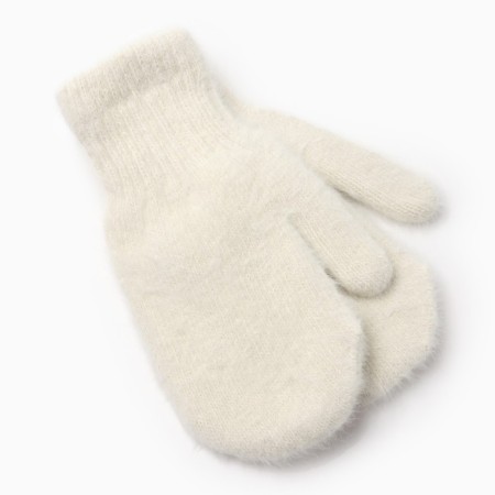 Women's mittens, milk color, size 20