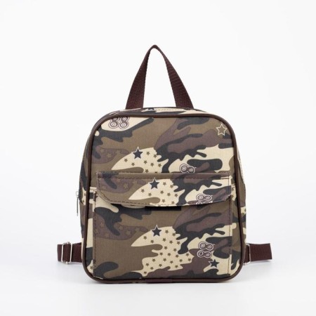 Baby backpack on lightning, external pocket, camouflage color/brown-5