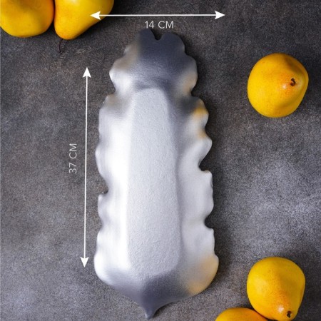 Fruit dish of Dolyana "Sebert leaf", 37 × 14 cm, silver color-1