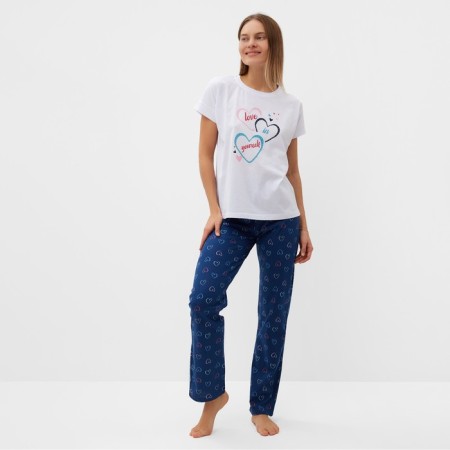 Home female "hearts" (T -shirt/pants), white/blue color, size 50