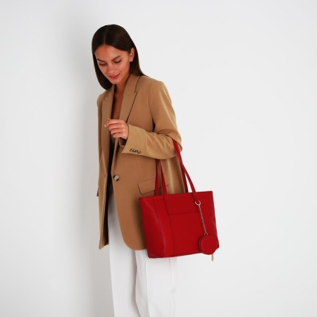 Bag Female Tout with zipper, red color-8