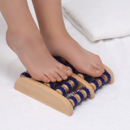 Feet massage "Night Happiness", 22 × 20 × 5.5 cm, 5 rows with spikes, wooden, blue/beige color-3