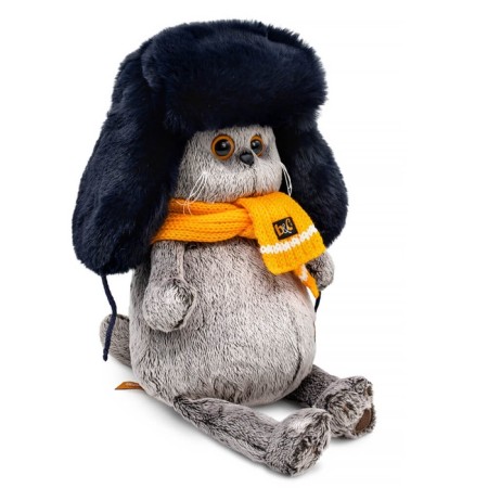 Soft toy "Basik in a fur hat and scarf", 22 cm ks22-282-1