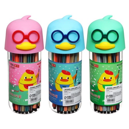 Fleeters of 36 colors "Duck with glasses", in a plastic pencil case, mix