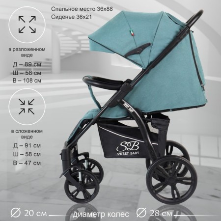 Walking stroller Sweet Baby Carisma, Green color-2
