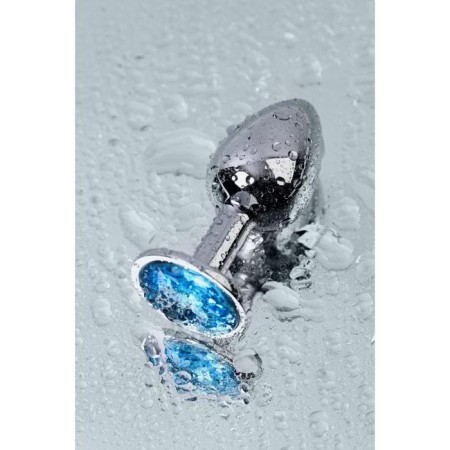 Anal plug with the Toyfa Metal rhinestone, silver, topaz, 7 cm, d = 2.8 cm-6