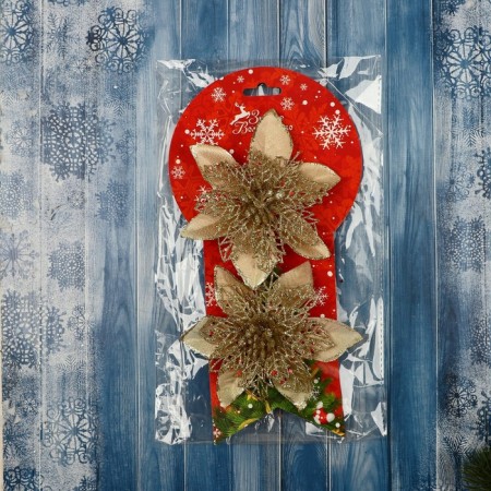 Jewelry decoration "Precious Flower" (set 2 pcs) net, 12 cm, gold-1