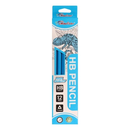 Pencil Blackographic hardness of HB, with an eraser, hexagonal, sharpened, MIX case-10