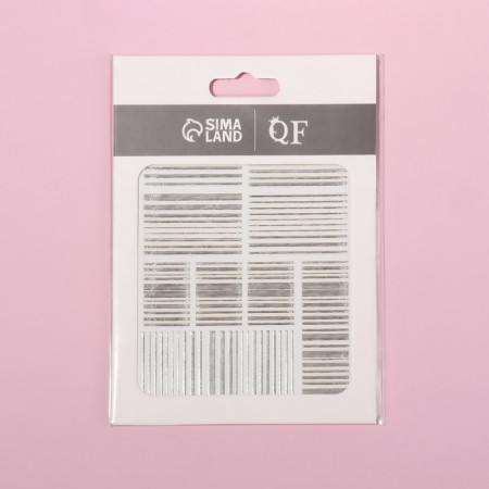 Nail stickers "strips", metallized, silver color-2