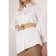 Women's belt, width 6.8 cm, metal buckle, eyelets, beige color