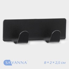 Self -adhesive metal Savanna Black Loft Plane, 2 hooks, 8 × 2 × 2.5 cm