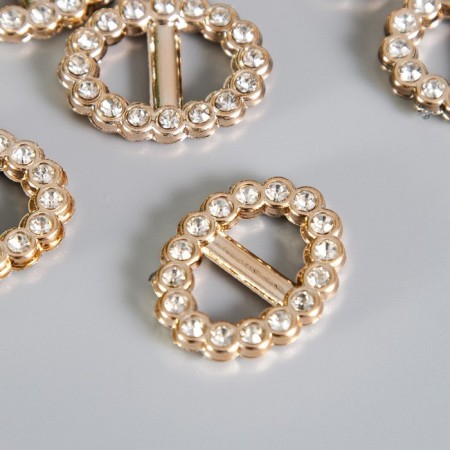 Decor for creativity plastic buckle "oval" gold with rhinestones 2.3x1.9x0.2 cm-1