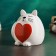 Piggy bank "Round Cat with Heart" White, 14cm