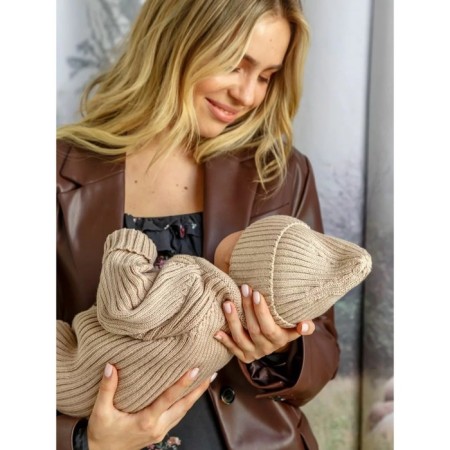 Knitted Knot Killed with Pure Love Tot hat, height 74 cm, beige color-7