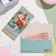 Money envelope "Happy Birthday!" Flowers in a vase, blue background, 17x8 cm